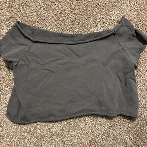 Navy blue off shoulder crop top